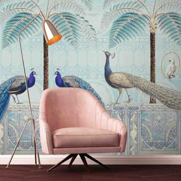 Chinoiserie birds palace sapphire andreahaase roomset