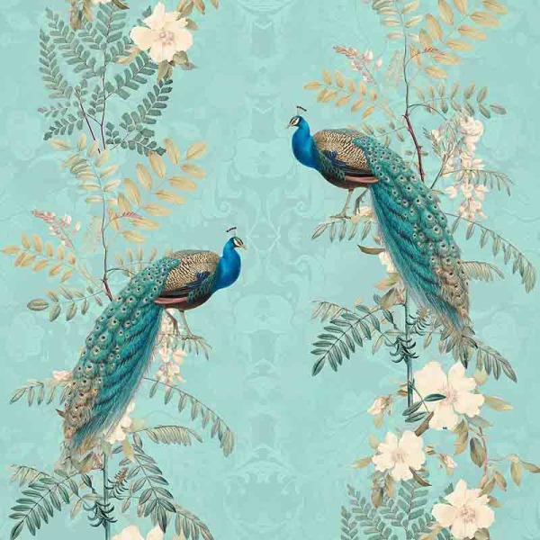Chinoiseriepeacockflowers teal andreahaase square