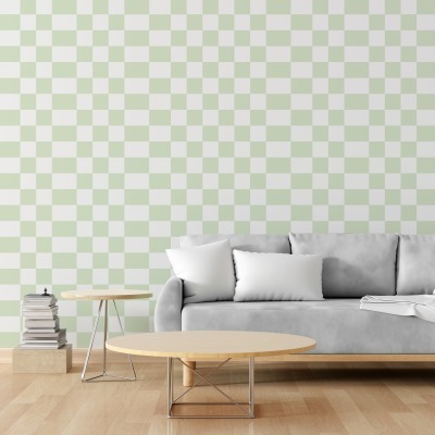 Asymmetrical Check Green - LayerPlay Wallpaper