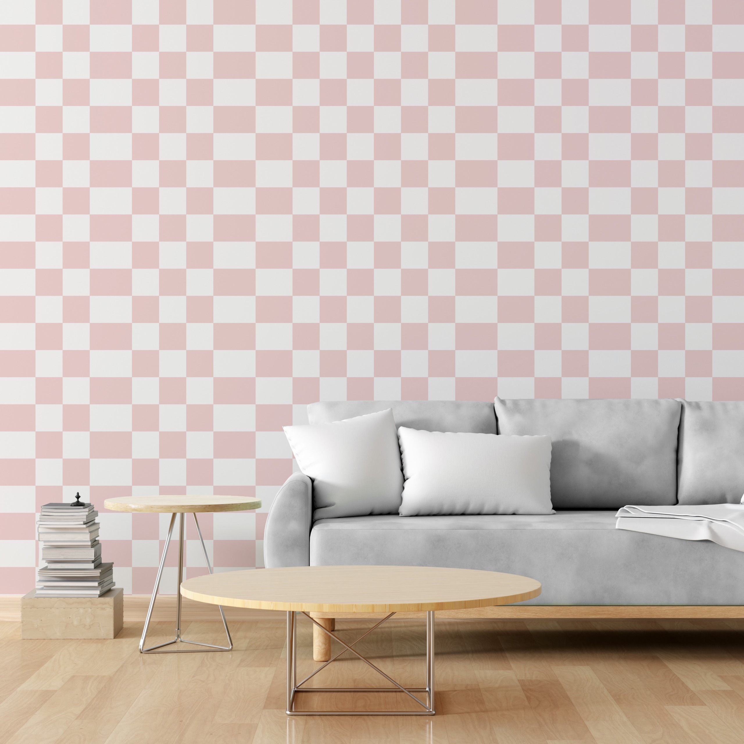 Asymmetrical Check Pink - LayerPlay Wallpaper