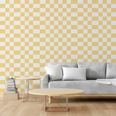 Asymmetrical Check Yellow - LayerPlay Wallpaper