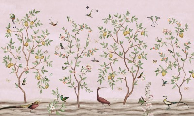 Lemon Tree Chinoiserie in Pink - LayerPlay Wallpaper
