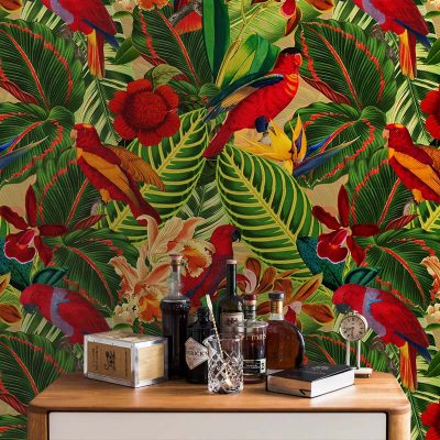 Tropicaljunglewithredparrots-tilphainealston-roomset